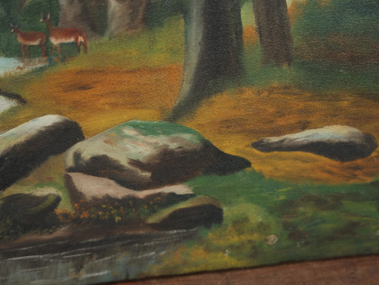 Lot 006 - Antique Oil On Canvas Painting Titled "Autumn's Various Tinges" Painted By Fred F. Abbott, January, 1926, Given To Police Officer Mr. Orin L. Mayo 