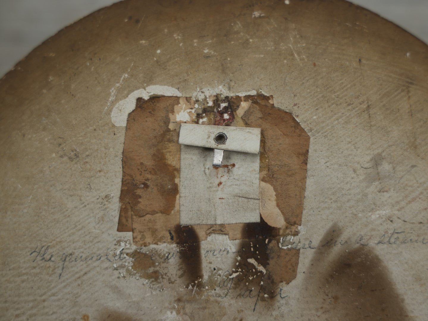 Lot 012 - Antique Painting On Shallow Wood Plate Of Man Smoking Cigarette In Hat, Artist Signed By Nellie Weise, 1888, Likely Of Her Father, "Papa"