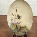 Lot 013 - Antique Painting On Shallow Wood Oblong Plate Of Flowers And Butterfly, Note Losses To Paint, Scuff, Wear To Plate, Circa 1890, Likely By Nellie Weise