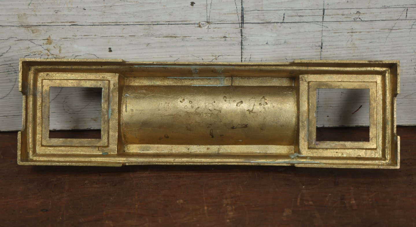 Lot 016 - Antique Double Inkwell With Heavy Brass Base And Pen Rest With Two Glass Inkwells With Matching Brass Lids, Note Chips To Inkwells