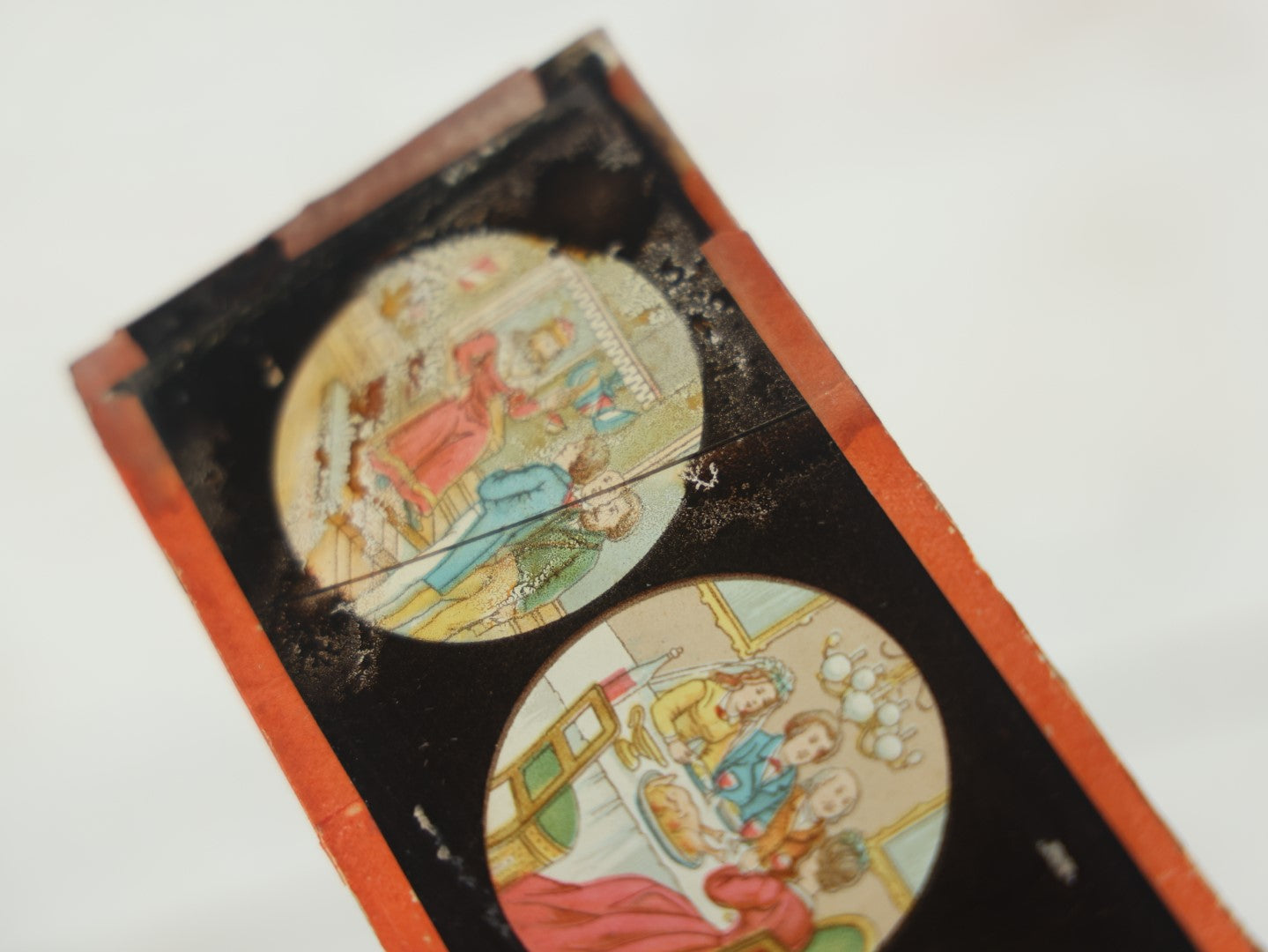 Lot 027 - Grouping Of Six Antique Hand Colored Magic Lantern Slides, Signed E.P., Showing Various Characters And Scenes, Note Various Wear