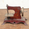 Lot 054 - Vintage Tin Lithograph Children's Miniature Sewing Machine, Red, Likely Made In Germany