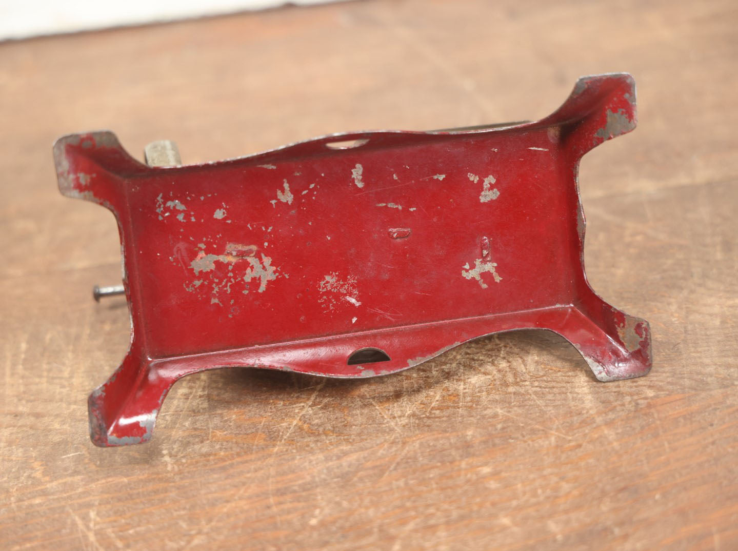 Lot 054 - Vintage Tin Lithograph Children's Miniature Sewing Machine, Red, Likely Made In Germany