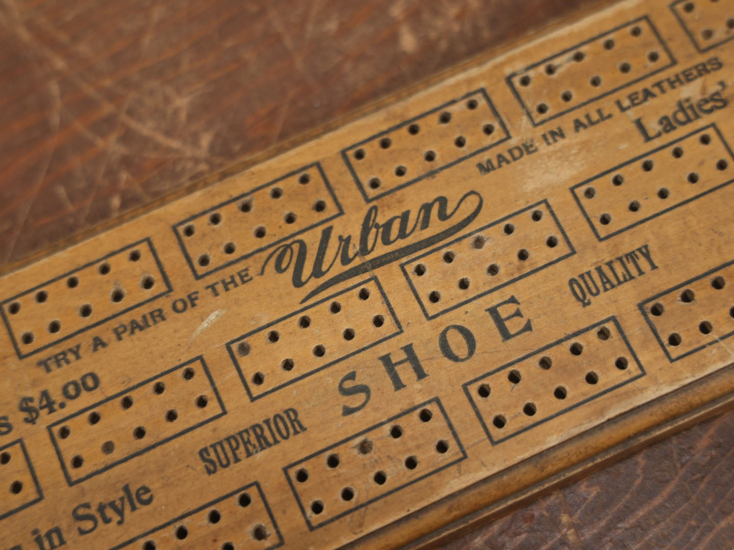 Lot 058 - Vintage Urban Shoe & A.F. Cox & Son Advertising Cribbage Game Board, Portland, Maine