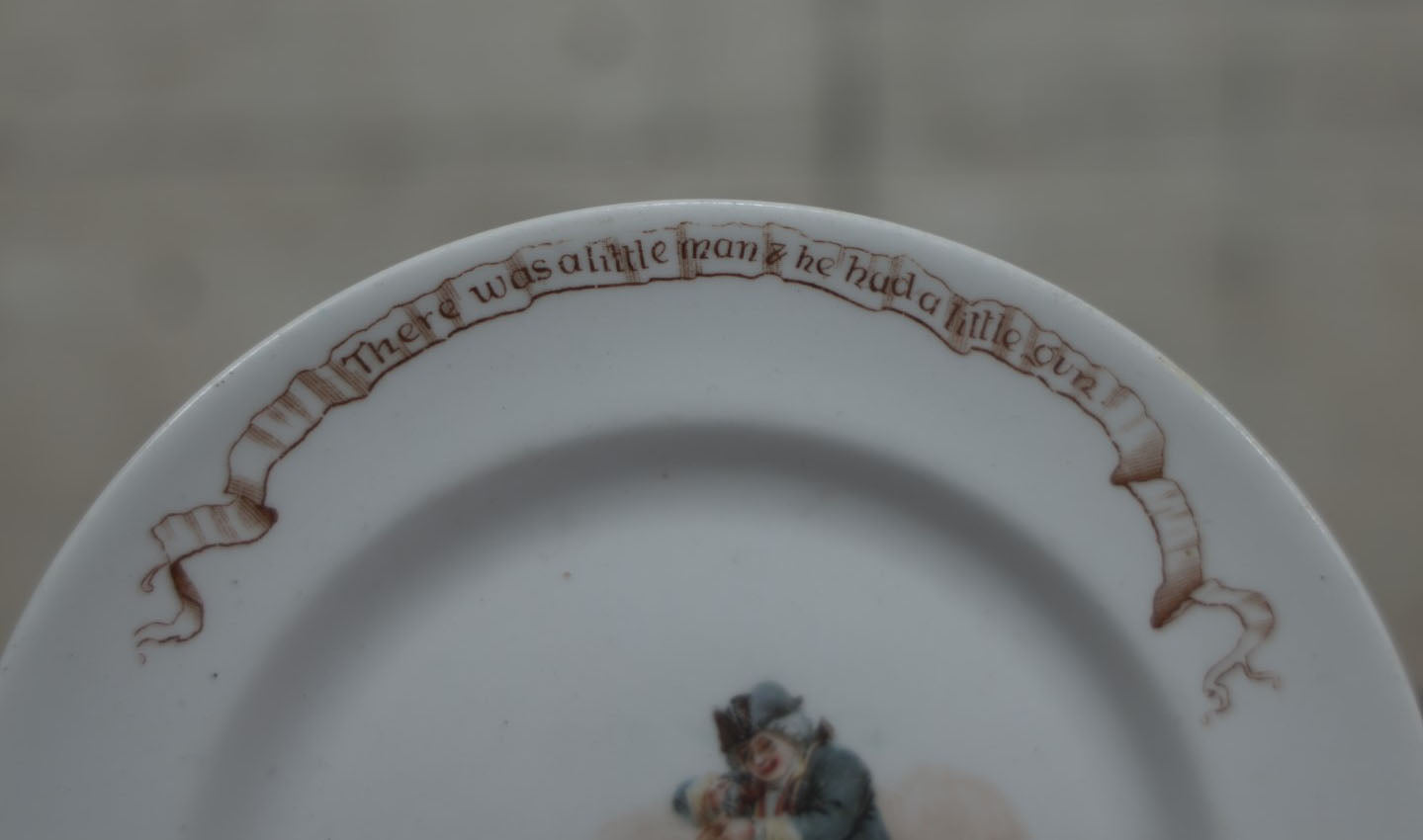 Lot 063 - Antique Novelty Nursery Rhyme Plate, A Little Man Shooting A Little Duck Right Through Its Little Head, Royal Doulton, England