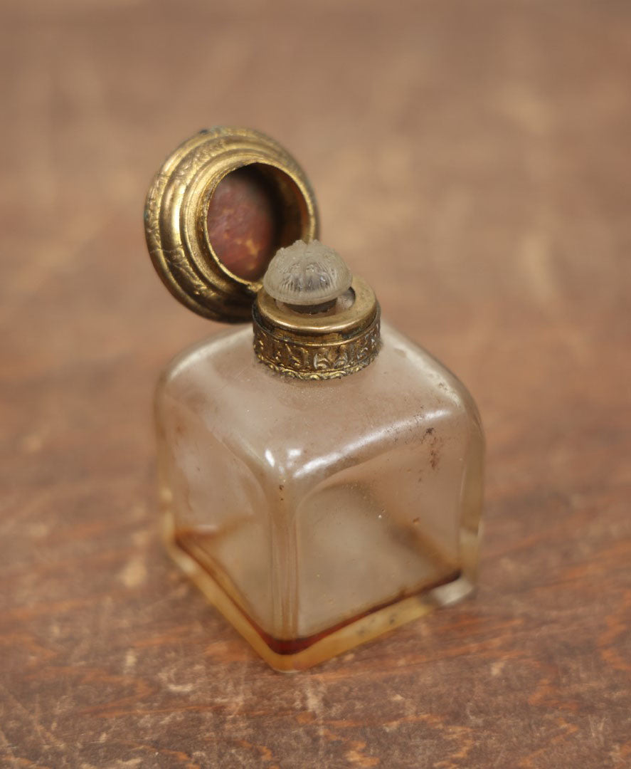 Lot 067 - Vintage French Perfume Bottle With Arc De Triomphe On Lid, With Small Glass Stopper