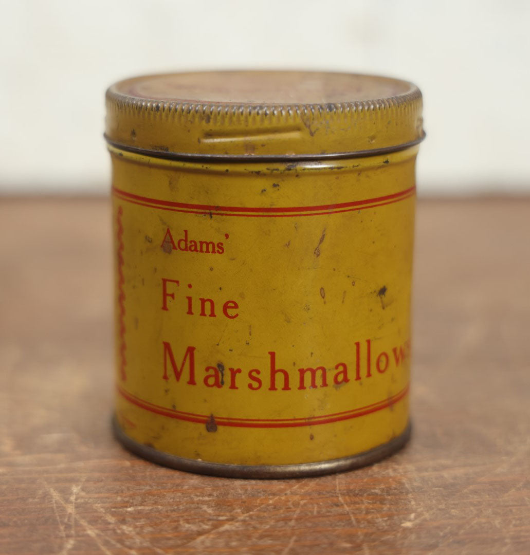 Lot 070 - Vintage Adams' Fine Marshmallows Yellow Tin, By S.S. Adams Company, Asbury Park, New Jersey, Tin By C.C. Co. Inc. Of Passaic