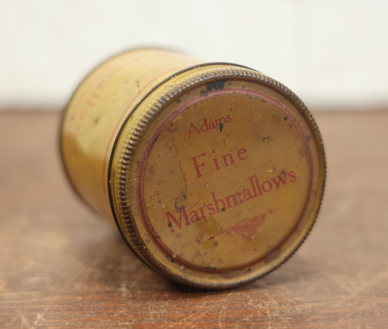 Lot 070 - Vintage Adams' Fine Marshmallows Yellow Tin, By S.S. Adams Company, Asbury Park, New Jersey, Tin By C.C. Co. Inc. Of Passaic