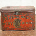 Lot 073 - Central Union Cut Plug Tobacco Tin With Woman In Moon, United States Tobacco Company, Richmond, Virgina, Advertising Tin