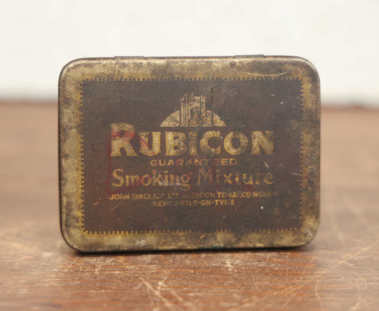 Lot 074 - Grouping Of Four Antique And Vintage Tins And Boxes - Birds Eye Matches, Idle Hour Cut Plug Tobacco, Rubicon Smoking Mixture, Rexall Orderlies Laxative