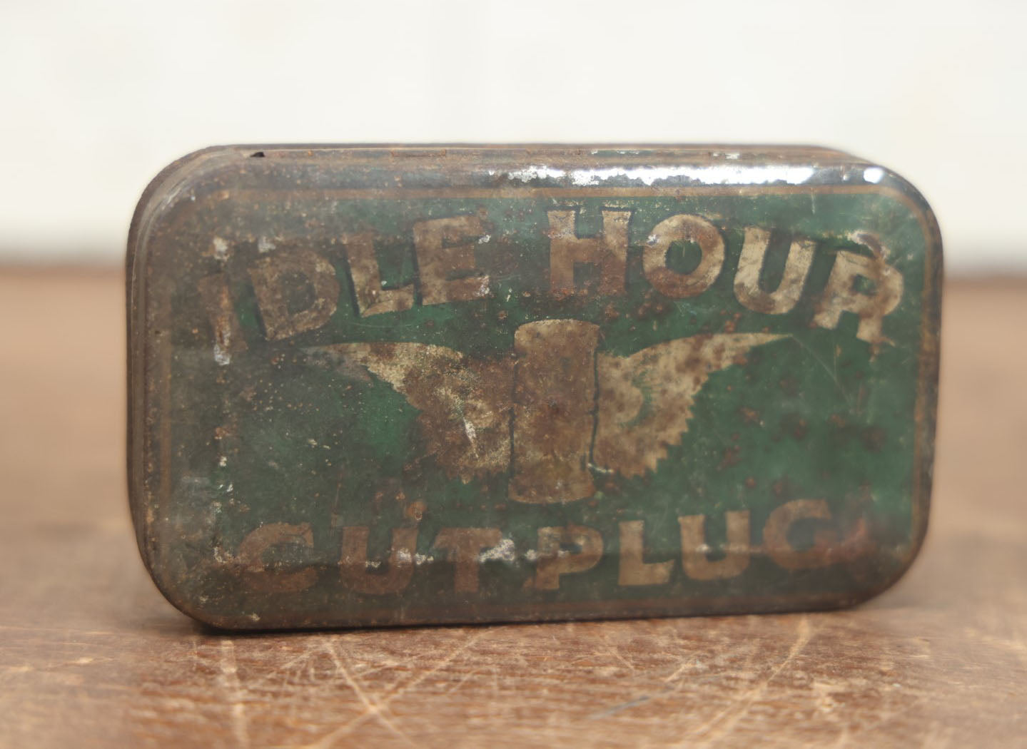 Lot 074 - Grouping Of Four Antique And Vintage Tins And Boxes - Birds Eye Matches, Idle Hour Cut Plug Tobacco, Rubicon Smoking Mixture, Rexall Orderlies Laxative