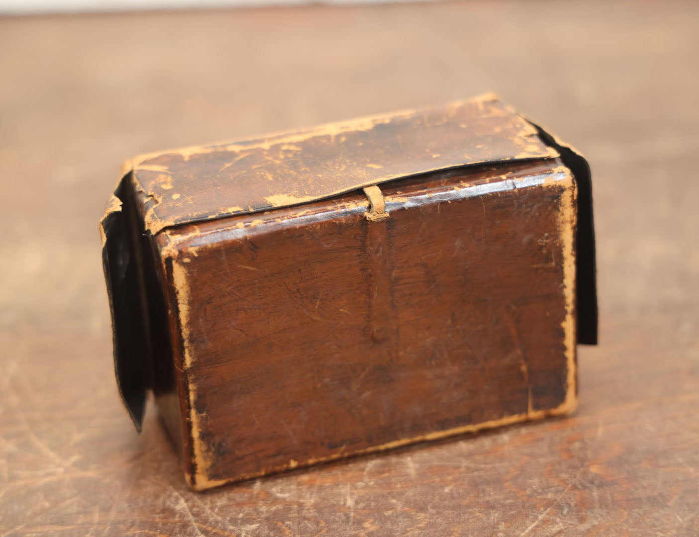 Lot 079 - Antique Hand Tooled Leather Sewing Box With Contents, Belonged To Grandmother, Note Wear To Box