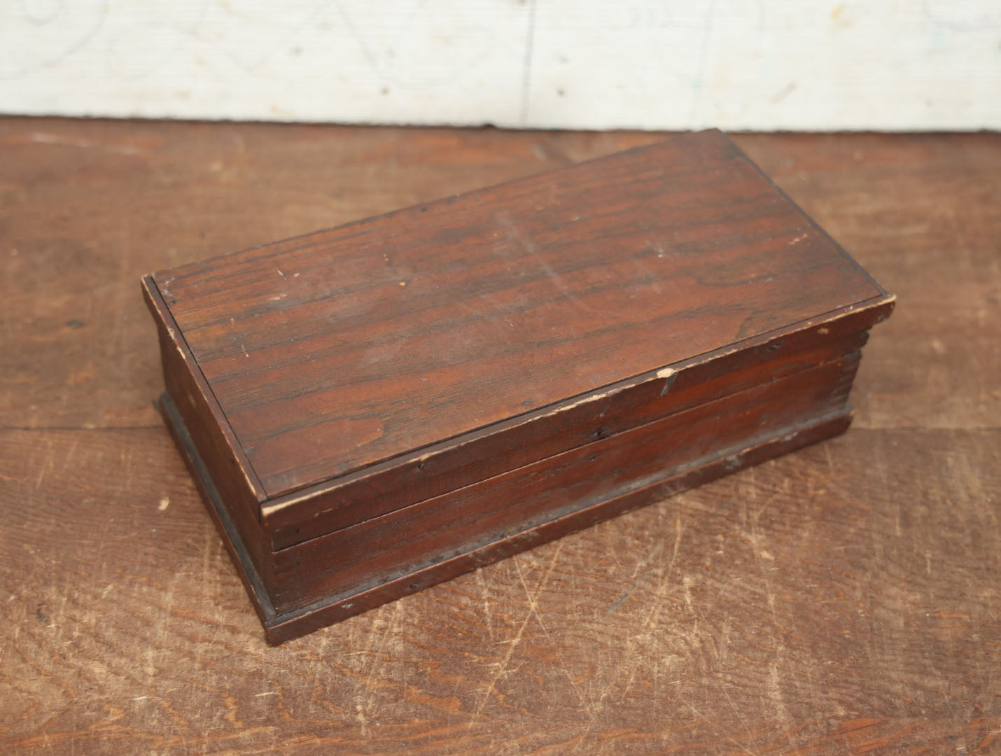 Lot 081 - Antique Wooden Handmade Storage Box, Glove Box