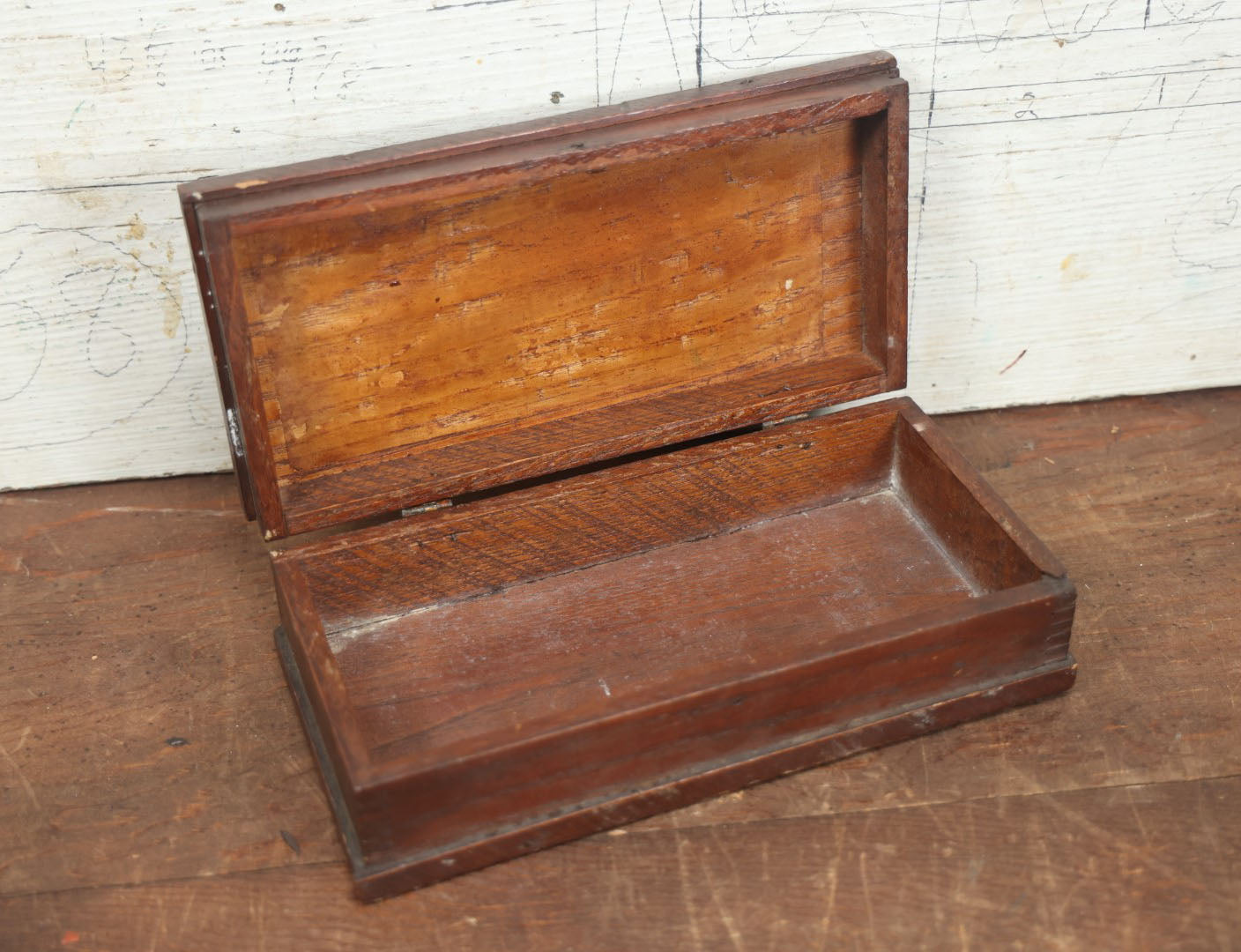 Lot 081 - Antique Wooden Handmade Storage Box, Glove Box