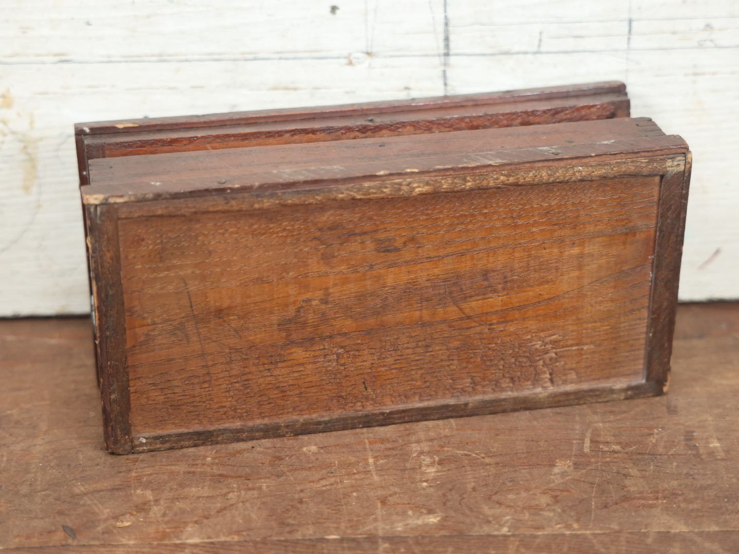 Lot 081 - Antique Wooden Handmade Storage Box, Glove Box