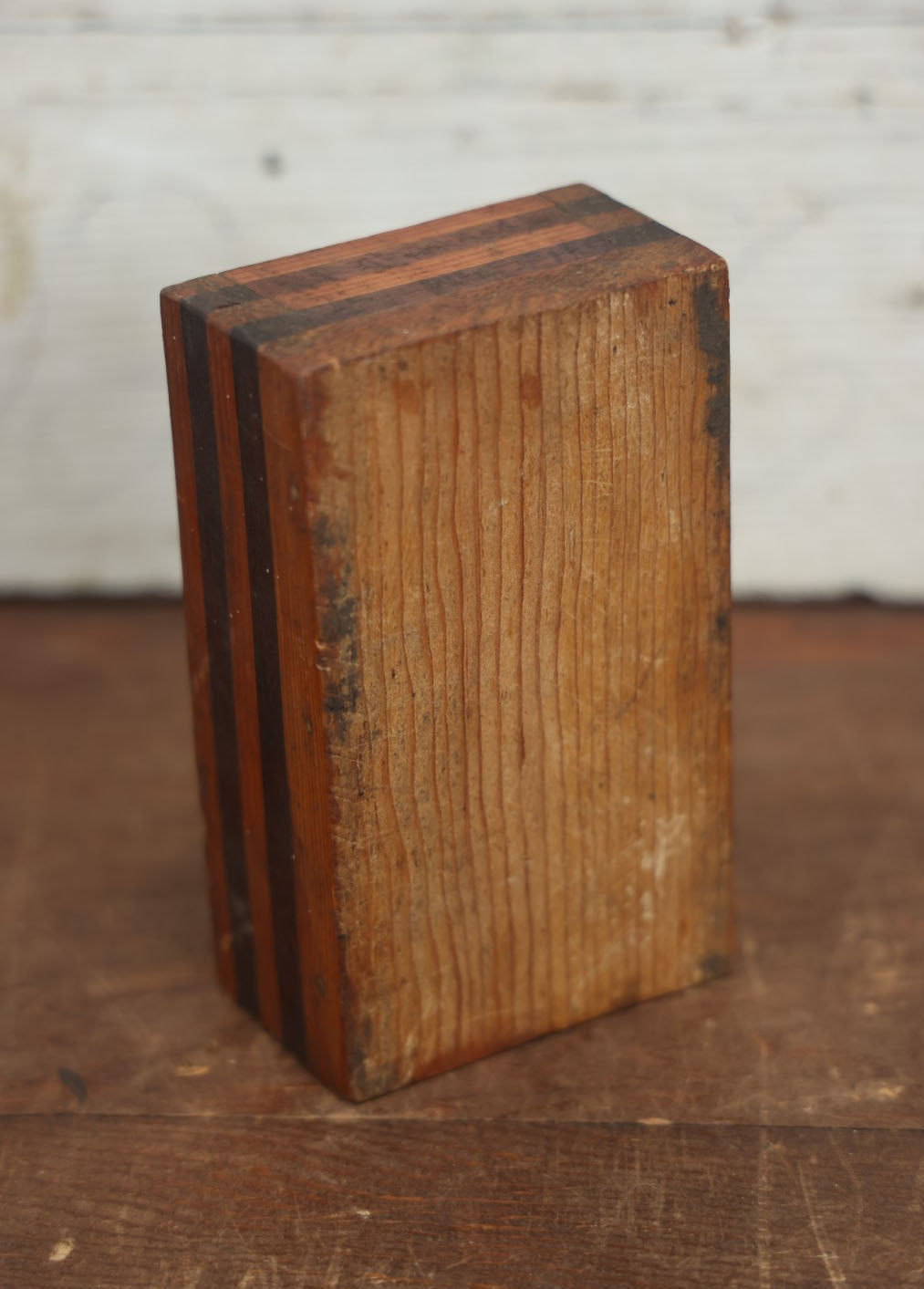 Lot 082 - Antique Folk Made Small Size Box With Multiple Types Of Wood, Parts Of Crates, Two Tone