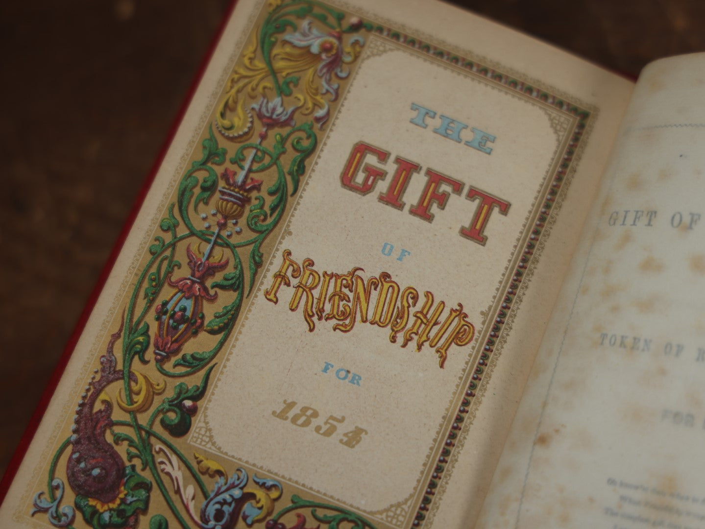 Lot 083 - "The Gift Of Friendship For 1854" Antique Book By Henry F. Anners, Printed In Philadelphia, Containing Stories Of Friendship, Engravings