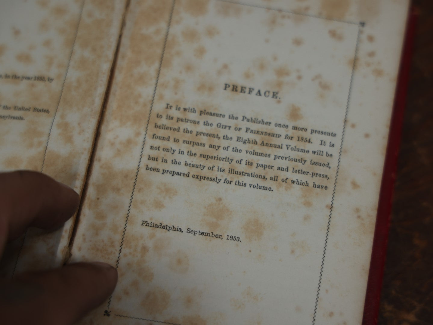 Lot 083 - "The Gift Of Friendship For 1854" Antique Book By Henry F. Anners, Printed In Philadelphia, Containing Stories Of Friendship, Engravings