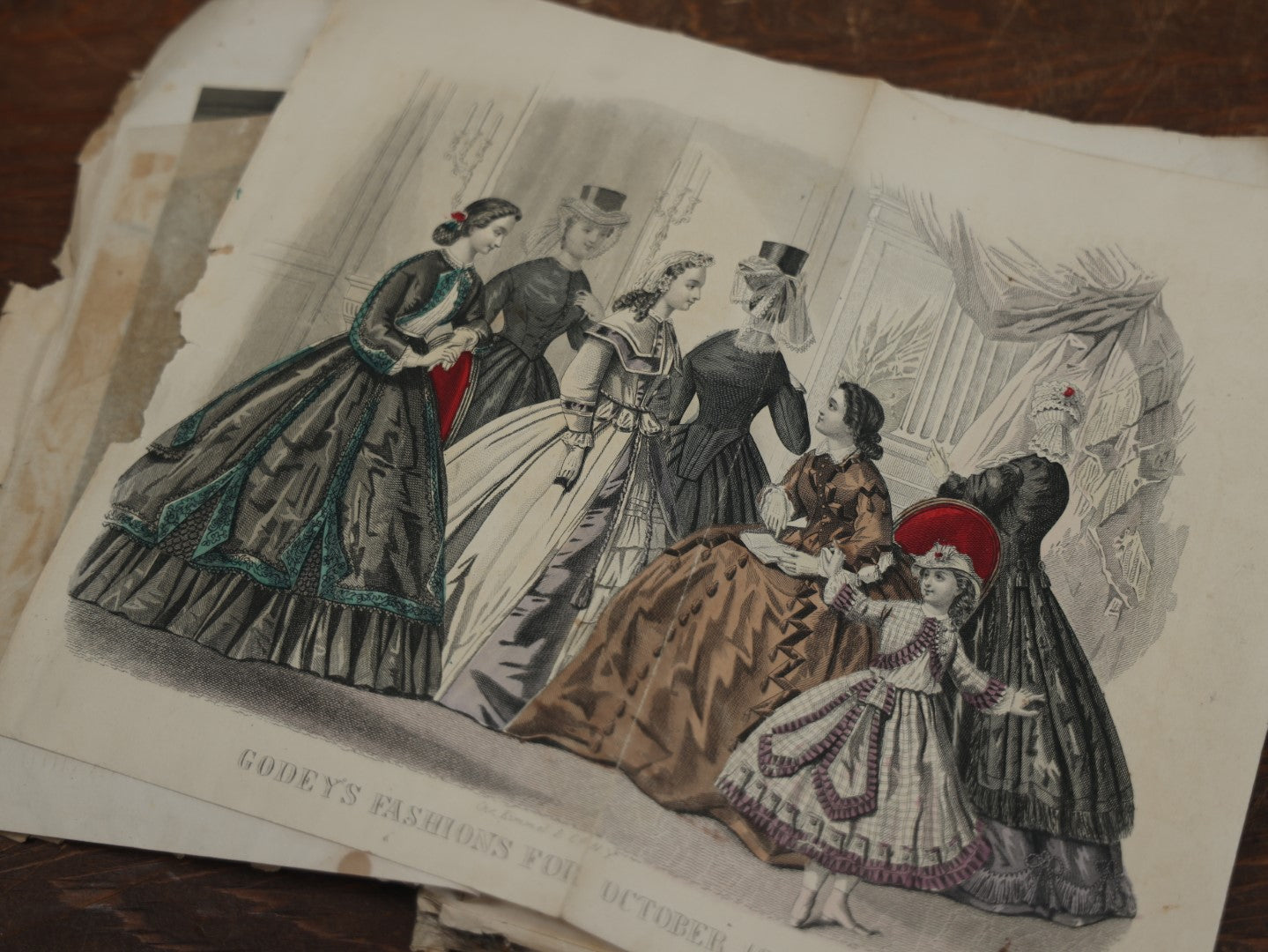 Lot 093 - Antique Godey's Lady Book, 1864, Vol LXIX, Including Hand Colored Victorian Fashion Plate, Note Wear 