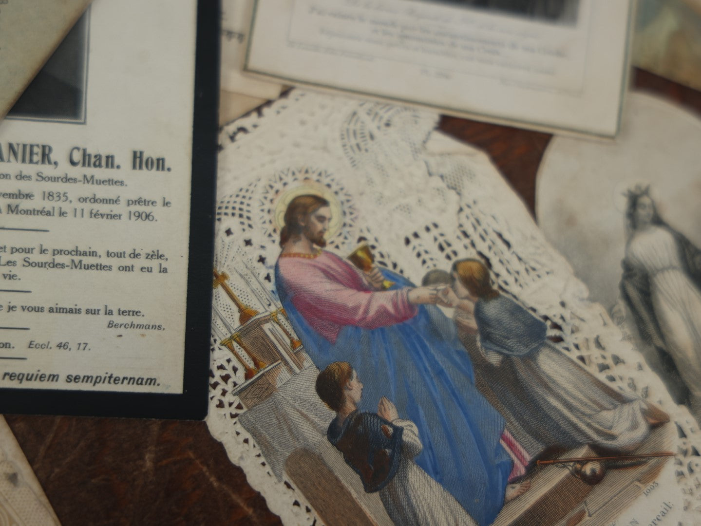 Lot 094 - Grouping Of 25+ Antique French Religious Booklets, Prayer Cards, And Memorial Cards, About Saints And More, Some Hand Colored