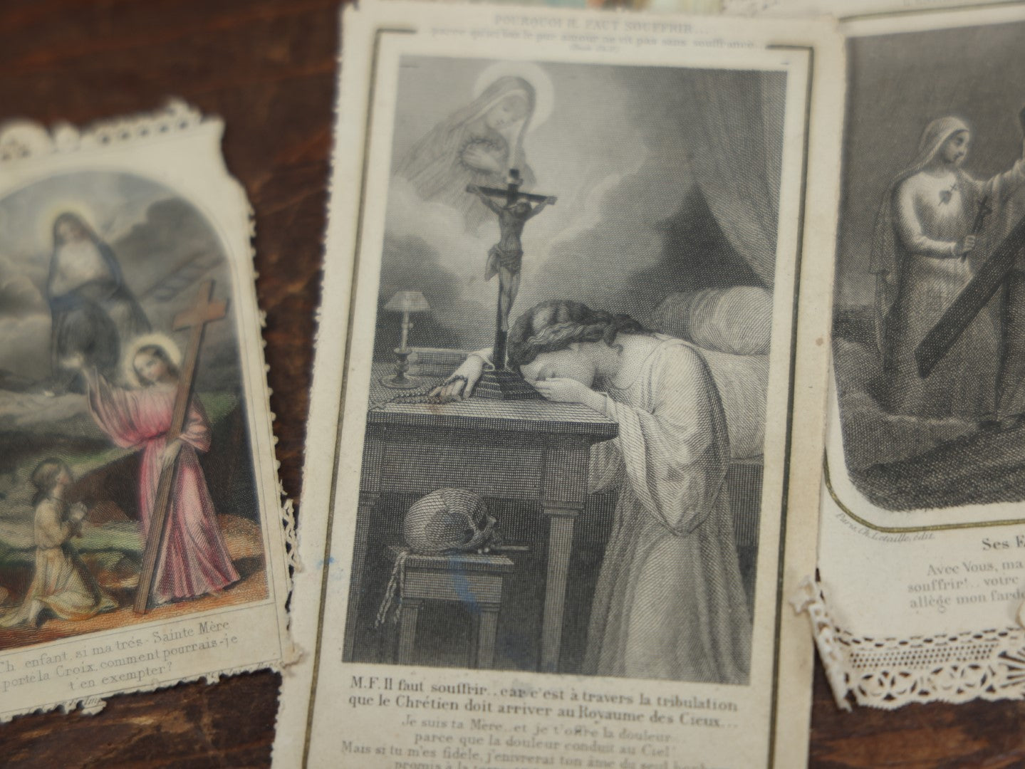 Lot 094 - Grouping Of 25+ Antique French Religious Booklets, Prayer Cards, And Memorial Cards, About Saints And More, Some Hand Colored