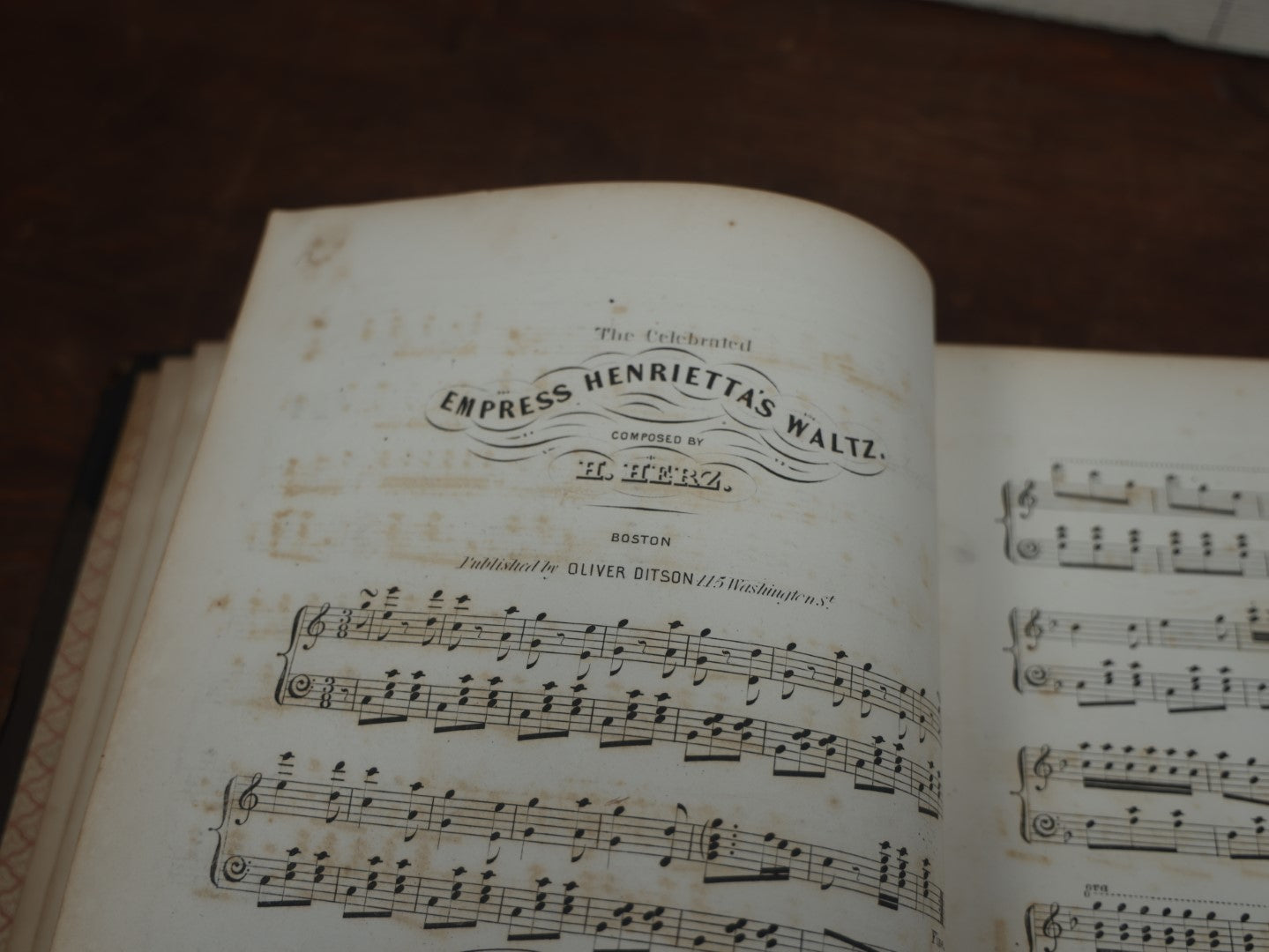 Lot 095 - Extensive Antique Music Book Belonging To Miranda M. Mowry, Including Full Page Plate Illustrations, Songs Relating To Mourning, Sea Burial, And More, Circa 1860