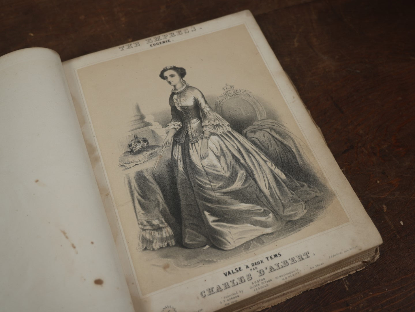 Lot 095 - Extensive Antique Music Book Belonging To Miranda M. Mowry, Including Full Page Plate Illustrations, Songs Relating To Mourning, Sea Burial, And More, Circa 1860