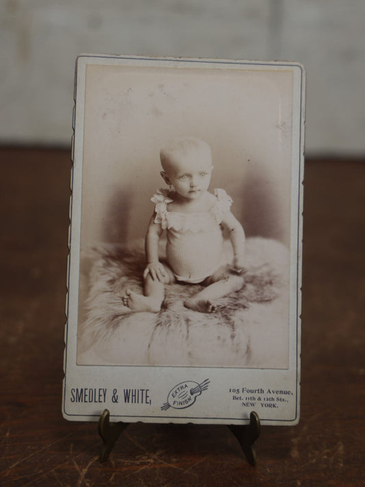 Lot 105 - Antique Cabinet Card Photo Of Unusual Looking Newborn Baby With Earring, Smedley & White Photographers, New York