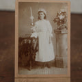 Lot 107 - Antique Cabinet Card Photo Of Young Girl On First Communion, Holding Candle, Finkenberg Photographer, New York