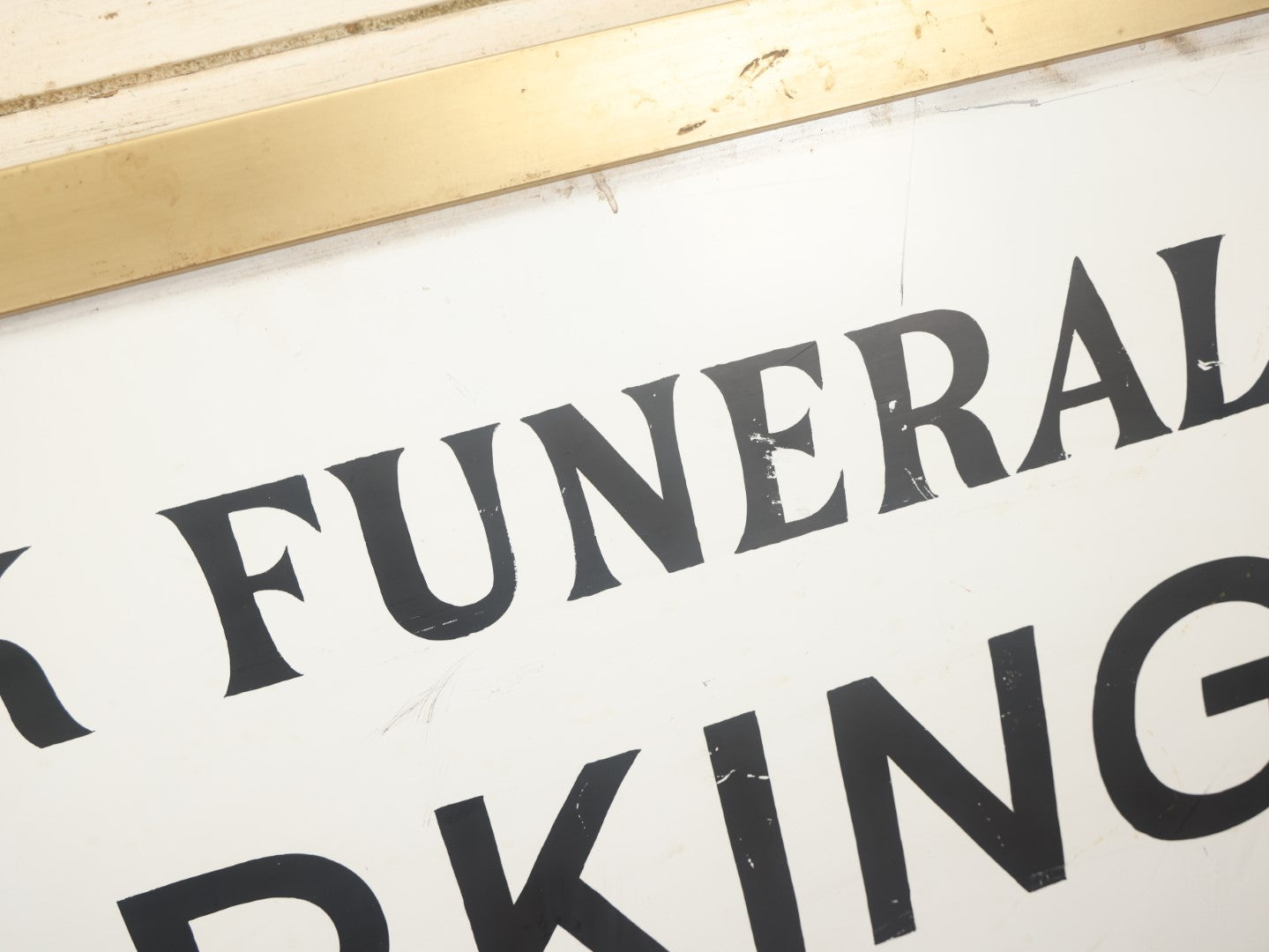 Lot 001 - Vintage Hand Painted Funeral Home Parking Area Sign, Bosk Funeral Home, Fitchburg, Massachusetts, Double Sided Tin & Wood, 35" x 22-1/4"