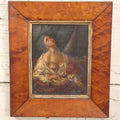 Lot 008 - 19th Century Oil On Canvas Painting Of Cleopatra With The Asp, Suicide And Death, After After Guido Reni (Italian, 1575-1642), In Birdseye Maple Frame