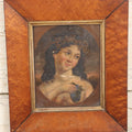 Lot 009 - 19th Century Oil On Canvas Painting Depicting A Woman In A Laurel Crown With Grapes, Likely After Another Work, Greek Or Roman Goddess, In Birdseye Maple Frame