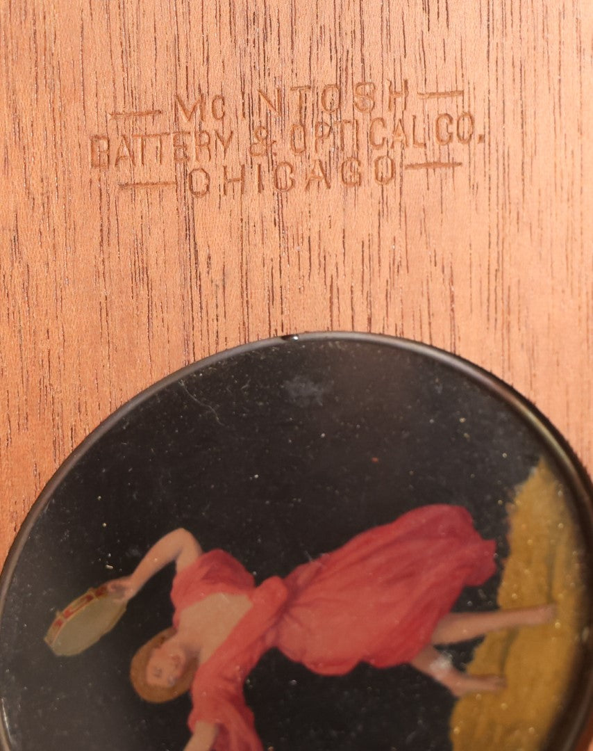 Lot 011 - Pair Of Antique Hand Colored Magic Lantern Slides, Dancing Skeleton And Woman, Combine To Make One Image, Dissolving Views, Biblical Proverb, By Mcintosh Battery & Optical Co., Chicago