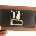 Lot 012 - Antique Animated Hand Painted Magic Lantern Slide Of Little Boy With Candle Falling In Water, Glass Slides To Change Scene