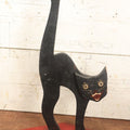 Lot 013 - Antique Folk Art Black Cat Smoking Stand Silent Butler, Hand Cut Hand Painted, Grinning, Halloween Decor