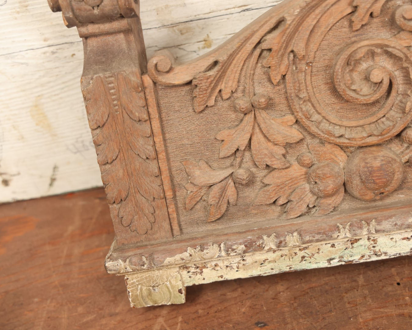 Lot 014 - Antique Hand Carved Wooden Furniture Fragment Salvage Of Green Man, Grinning Demon, Bacchus, Chair Topper