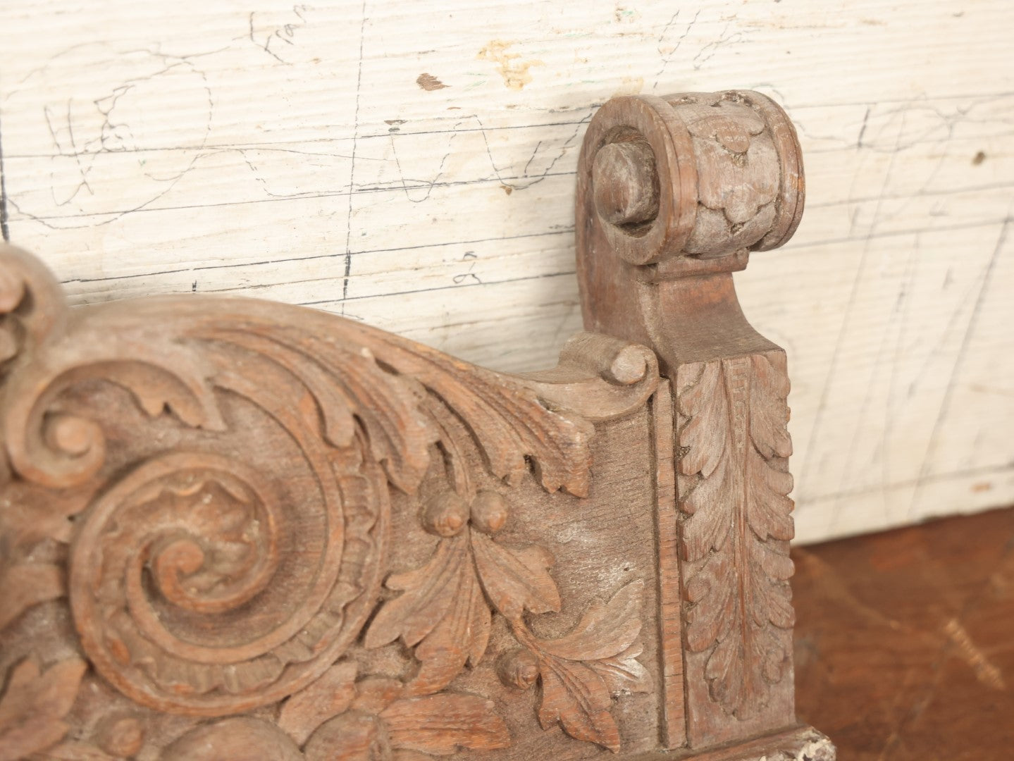 Lot 014 - Antique Hand Carved Wooden Furniture Fragment Salvage Of Green Man, Grinning Demon, Bacchus, Chair Topper