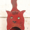 Lot 015 - Antique Folk Art Cat Match Box Holder And Strike, Hand Painted In Red, Hand Cut Wood