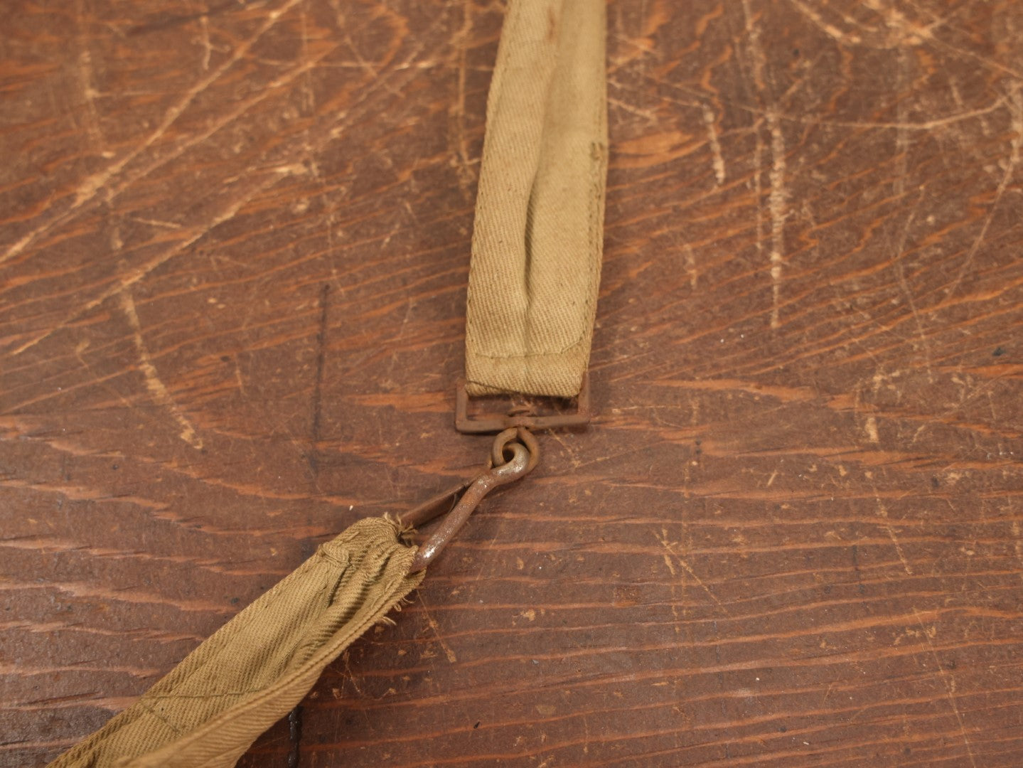 Lot 019 - Antique Canvas And Leather Shoulder Bag, World War 1 Era, Signed With Name, Overall Good Condition, No Holes