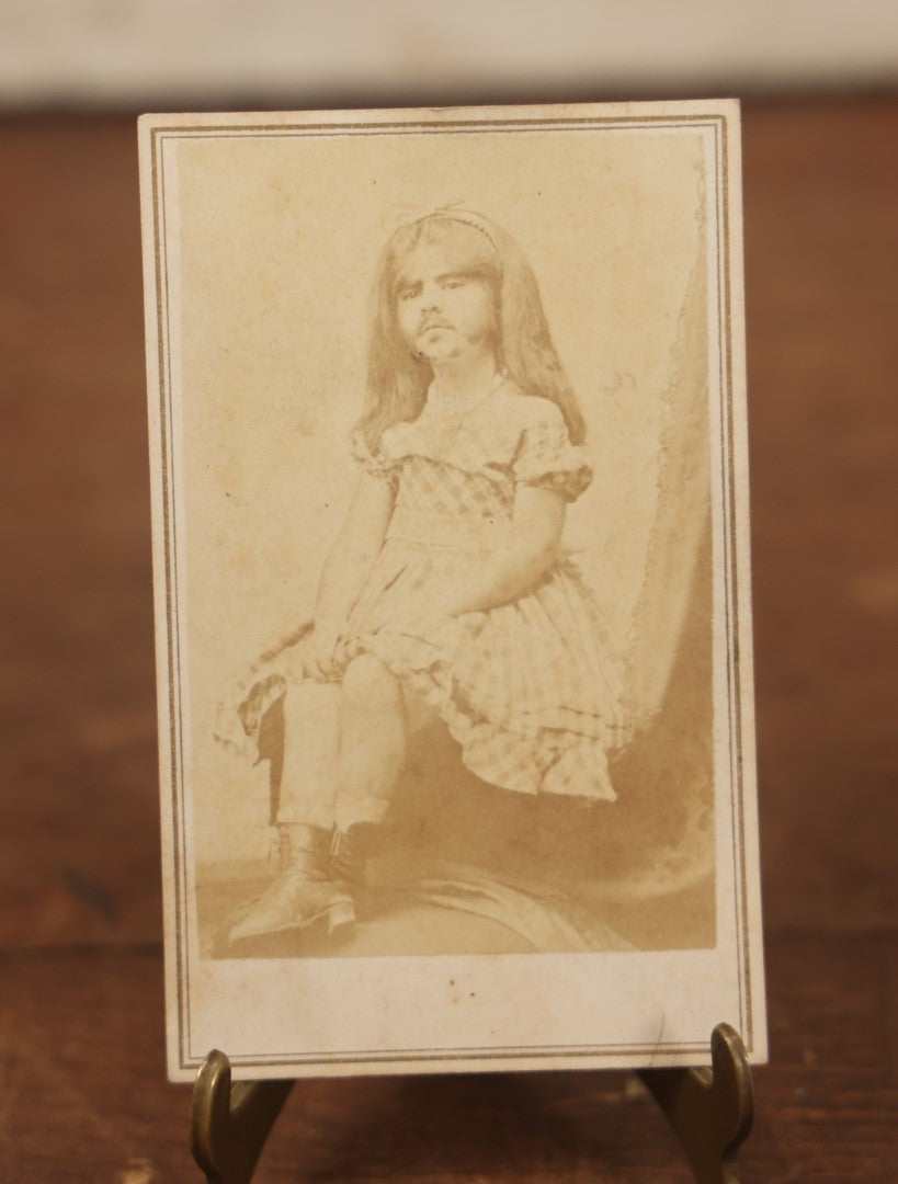 Lot 023 - Antique C.D.V. Photograph Of Young Bearded Girl, Sideshow Performer, Unknown Name, By E & H.T. Anthony Photographers, Broadway, New York