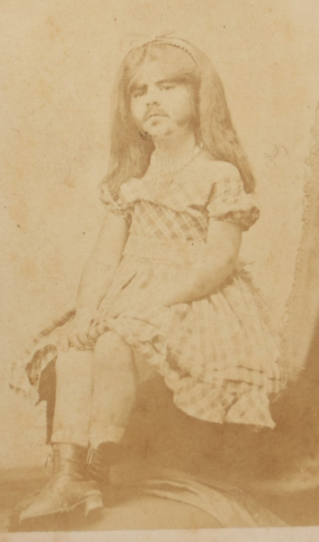 Lot 023 - Antique C.D.V. Photograph Of Young Bearded Girl, Sideshow Performer, Unknown Name, By E & H.T. Anthony Photographers, Broadway, New York