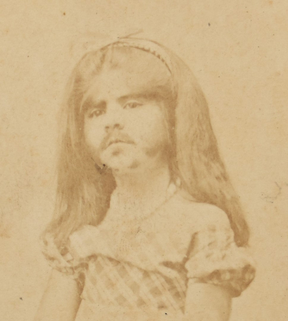 Lot 023 - Antique C.D.V. Photograph Of Young Bearded Girl, Sideshow Performer, Unknown Name, By E & H.T. Anthony Photographers, Broadway, New York