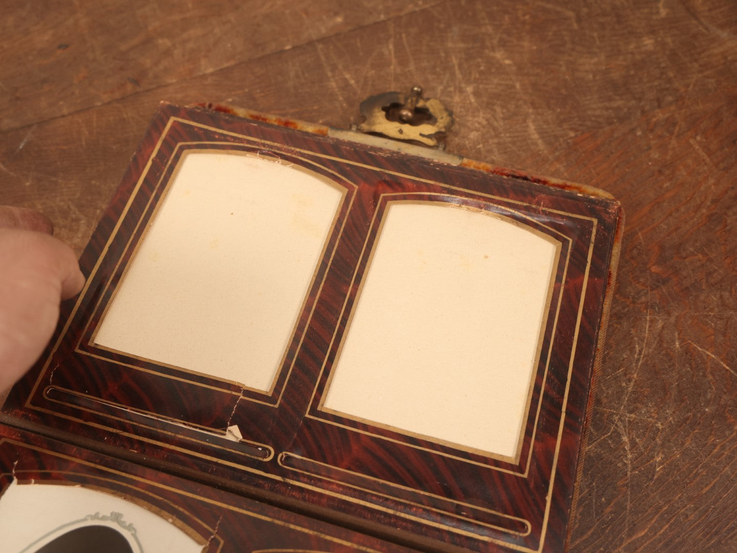 Lot 028 - Antique Family Photograph Album With Velvet Covering And Beveled Glass Heart Mirror, Containing 34 Cabinet Card Photos, 10 C.D.V.S, 1 Tintype, And 23 Paper Portrait Snapshots