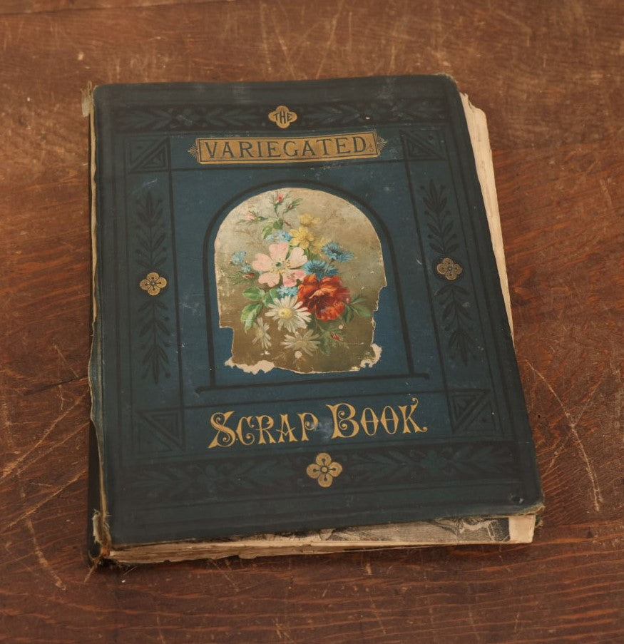 Lot 029 - Victorian Variegated Scrapbook Loaded With Unusual Clippings And Engravings, Cartoons, Trade Cards, Die Cuts, And Lithos