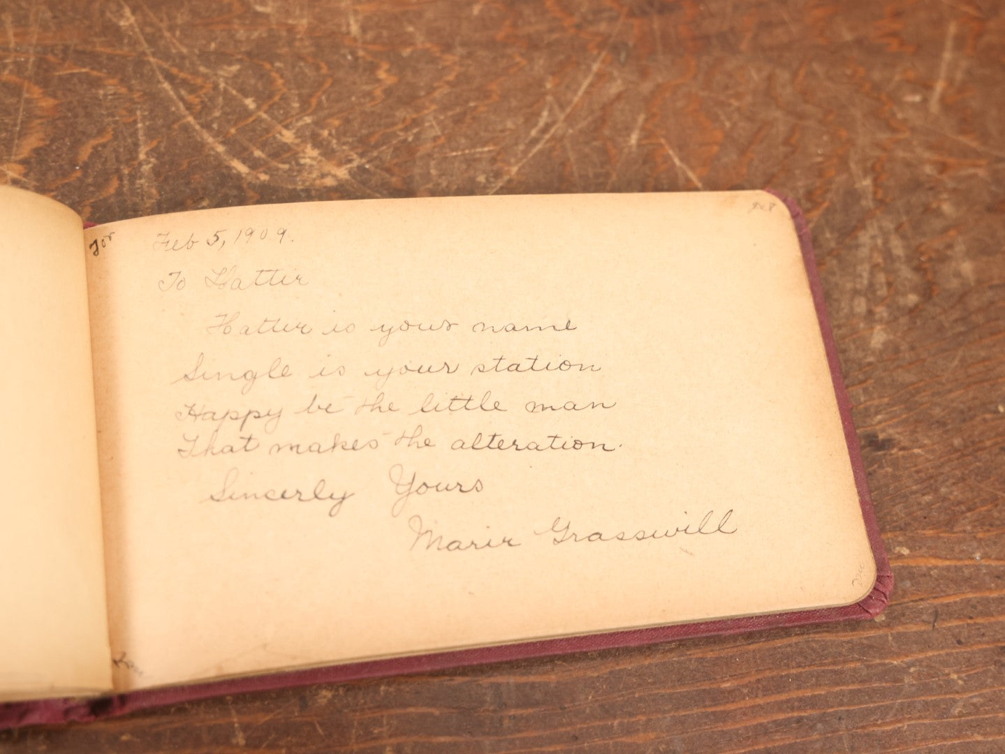 Lot 031 - Antique Autograph Album With Farmers On Cover, Belonging To Hattie, Circa 1910, With Many Signatures