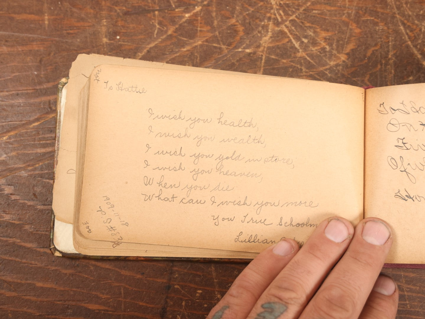 Lot 031 - Antique Autograph Album With Farmers On Cover, Belonging To Hattie, Circa 1910, With Many Signatures