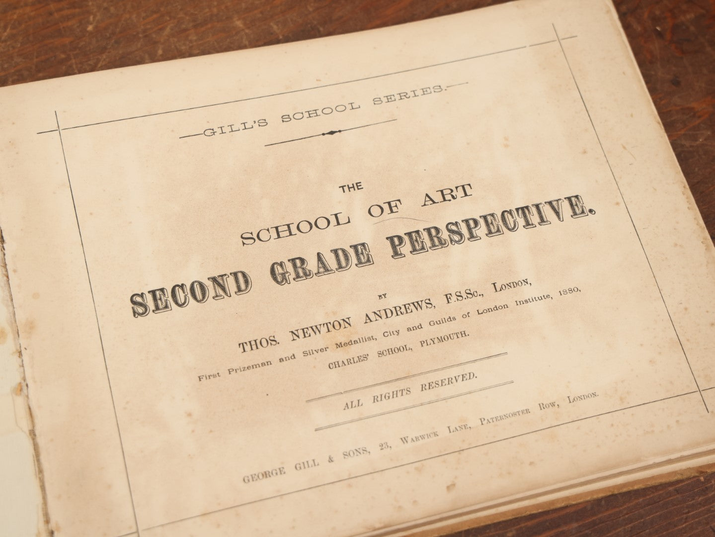 Lot 036 - "The School Of Art Second Grade Perspective" Antique Art Book By Thomas Newton Andrews, London, 1880 