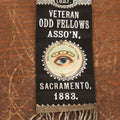 Lot 040 - Antique Odd Fellows I.O.O.F. Veteran Odd Fellows Association Ribbon And Badge, Sacramento, 1883, With All Seeing Eye, Three Links, F.L.T., By The Whitehead & Hoag Co., Newark, New Jersey