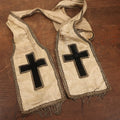 Lot 041 - Antique Fraternal Or Church Priest's Vestment Stole With Black Crosses, Note Heavy Wear And Fraying