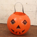 Lot 042 - Vintage Halloween Pumpkin Jack-O-Lantern J.O.L. Blow Mold Candy Bucket With Handle - Darker Black Face